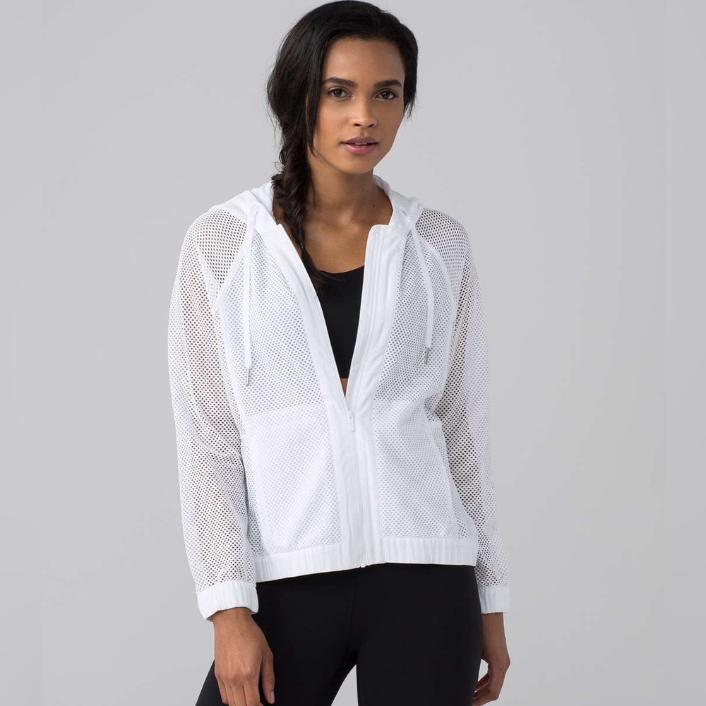 lululemon athletica White Mesh Jacket Hard to find 10 like new tennis pickleball